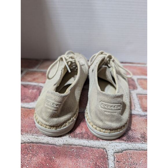 Women's COACH Parson Tan Suede Jute Rope Fashion Sneaker Shoes Q1892 Sz 6.5 B - Picture 3 of 7